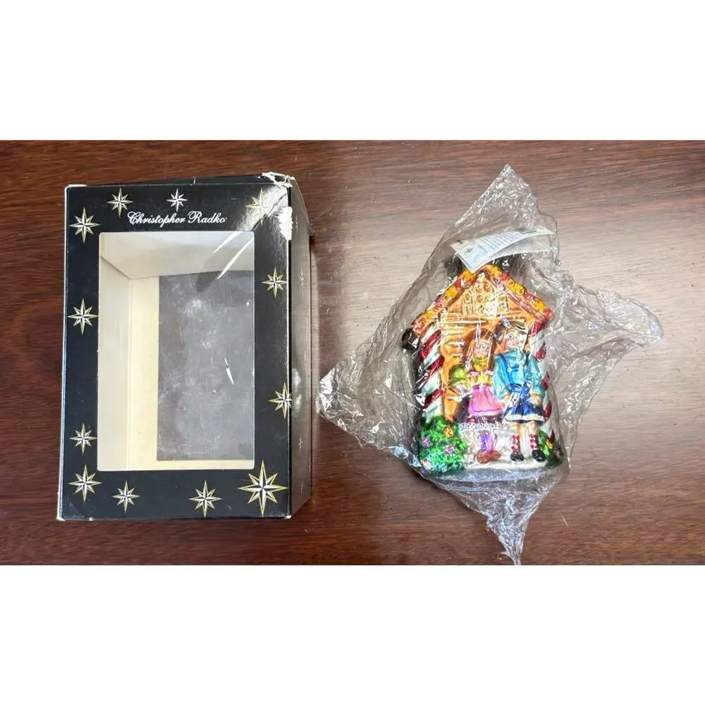 Vintage 1999 Christopher Radko Hansel & Gretel Double Sided Glass Ornament NIB